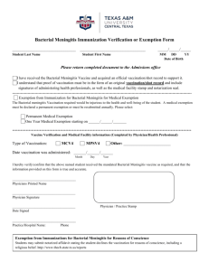Bacterial Meningitis Vaccination Verification Form