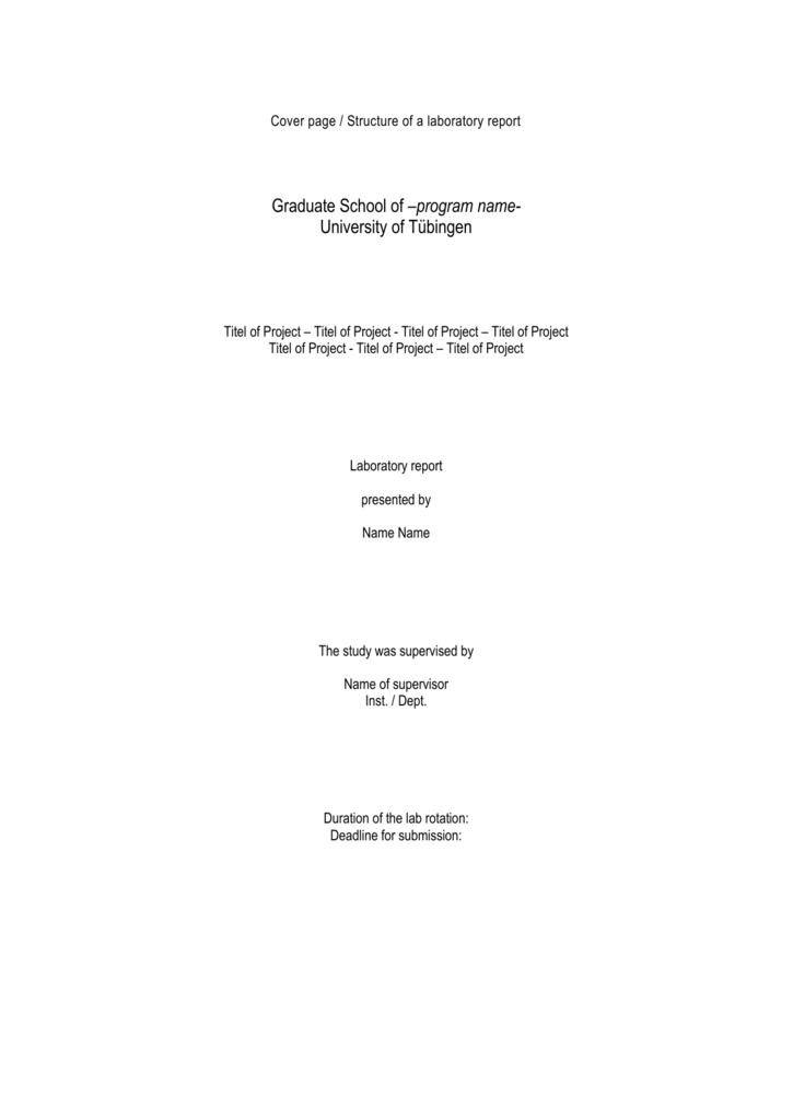 cover page of a research report