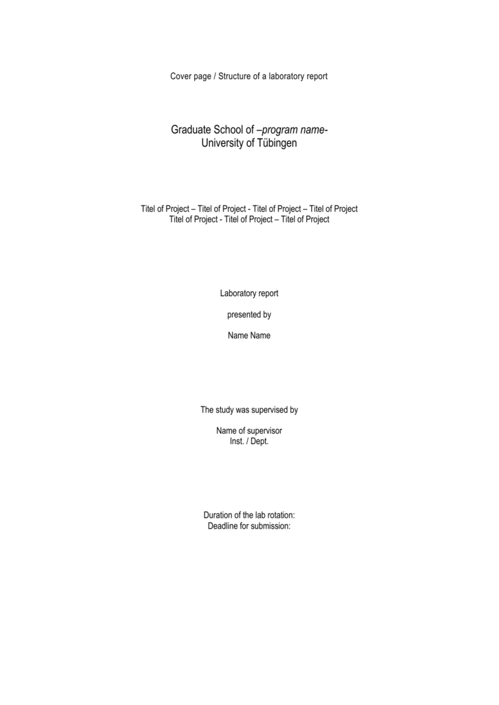 Cover Page Structure Of A Laboratory Report