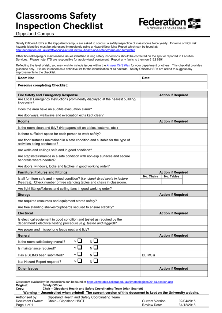 osha safety checklist