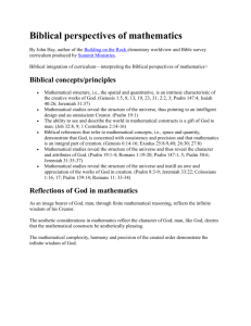 Biblical perspectives of mathematics