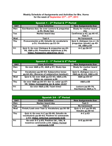 Weekly Schedule of Assignments and Activities for TEACHER NAME