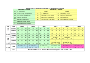 COMPETITION FIXTURES FOR JUNIOR BOYS & JUNIOR GIRLS