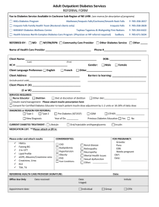 Adult Outpatient Diabetes Services * Complete information