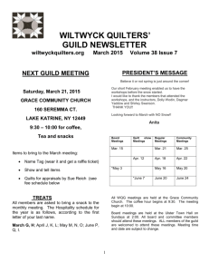 2015 march newsletter - Wiltwyck Quilters Guild
