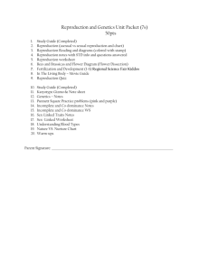 Reproduction and Genetics Unit Packet (7s) 50pts Study Guide