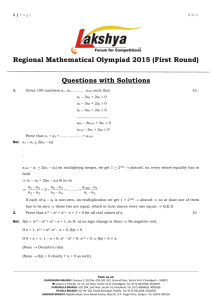 Regional Mathematical Olympiad