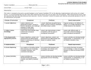 lesson observation rubric