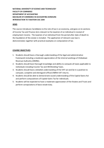 CAC2204 Introduction To Taxation Course Outline