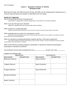 Lesson 6 Reading Guide Speciation and Patterns of Evolutio