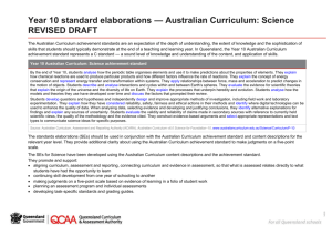 Year 10 standard elaborations Australian Curriculum: Science