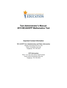 Test Administrator Manual for April/May Math MCAS/EPP Test