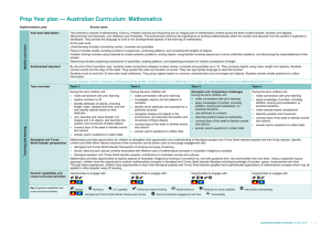 Prep Year plan - Queensland Curriculum and Assessment Authority