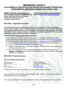 Broward County Environmental Resource License Application Form