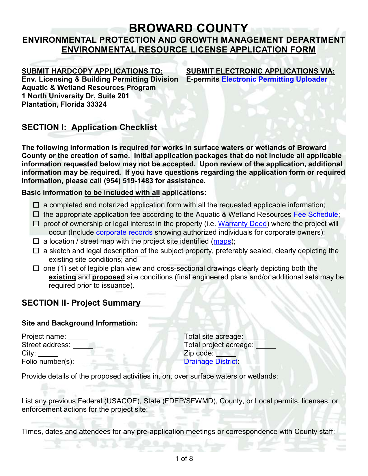 Broward County Business License Application