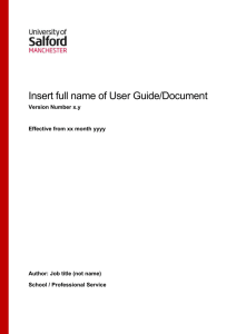 User Guide Template - University of Salford