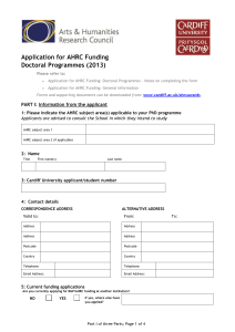 AHRC Doctoral Application Form Part I Applicant