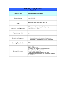 NUH QMC Respiratory Placement Profile
