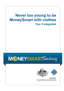 ASIC MoneySmart Teaching primary integrated year 5 unit