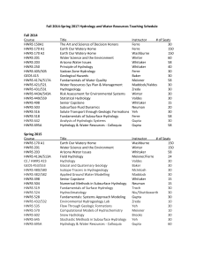 Fall 2014-Spring 2017 Hydrology and Water Resources Teaching