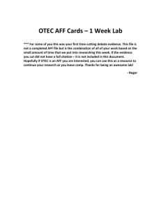 OTEC AFF Cards – 1 Week Lab