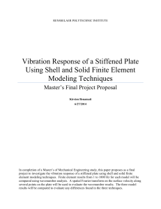 Vibration Response of a Stiffened Plate Using Shell and Solid Finite
