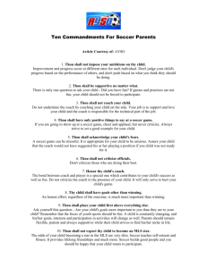 Ten Commandments For Soccer Parents