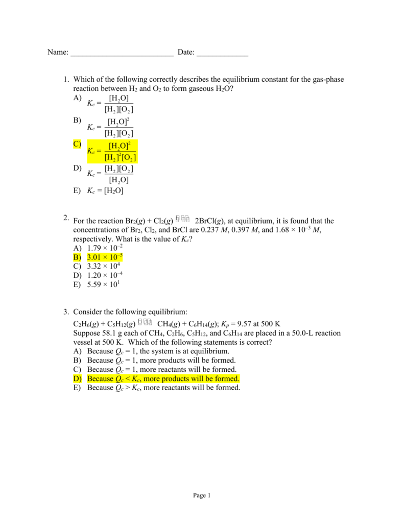 Chm 1046 Practice Exam 3 Answers