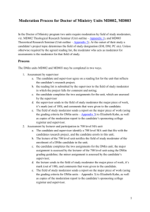 Moderation Process for Doctor of Ministry Units MD802 MD803