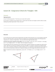 Lesson 22: Congruence Criteria for Triangles—SAS