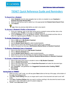TIENET Quick Reference Guide and Reminders