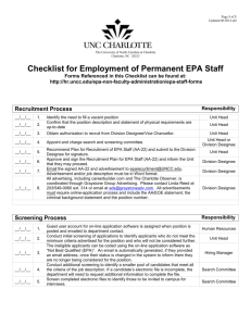 Checklist for Employment of Permanent EPA Staff