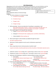 MSL Chemistry Review-Answer Key