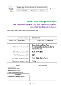 D6.1 Description of the five demonstrations planned and