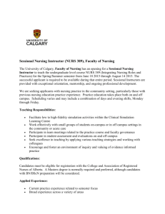 Sessional Nursing Instructor (NURS 389), Faculty of Nursing