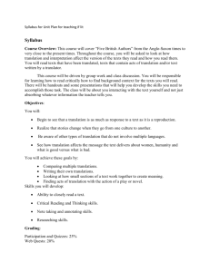 Syllabus and Calendar Through Unit 1