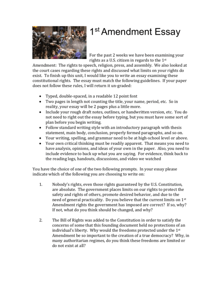 essay topic first amendment