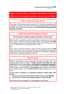 EBOLA ACTION CARD: IN-PATIENTS AND HEALTH CENTRES