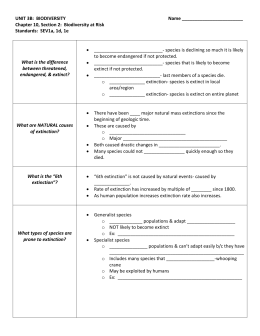 7-2 Extinction and Biodiversity Loss Worksheet