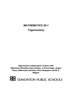 Mathematics 20-1 Trigonometry