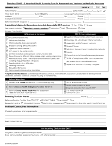 Stanislaus Child 0 - 5 Behavioral Health Screening Form for