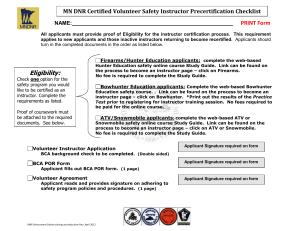Safety Instructor Checklist