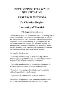 Developing Literacy in Quantitative Methods