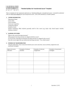 "Detailed Syllabus for Transformed Course" Template