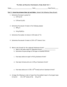 The Mole and Reaction Stoichiometry Study Guide Part 1 Name