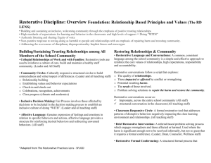 Restorative Discipline: Overview Foundation: Relationship Based