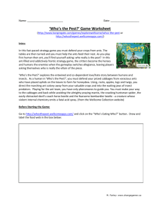 `Who`s the Pest?` Game Worksheet