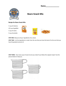 Bears Snack Mix Student Worksheet