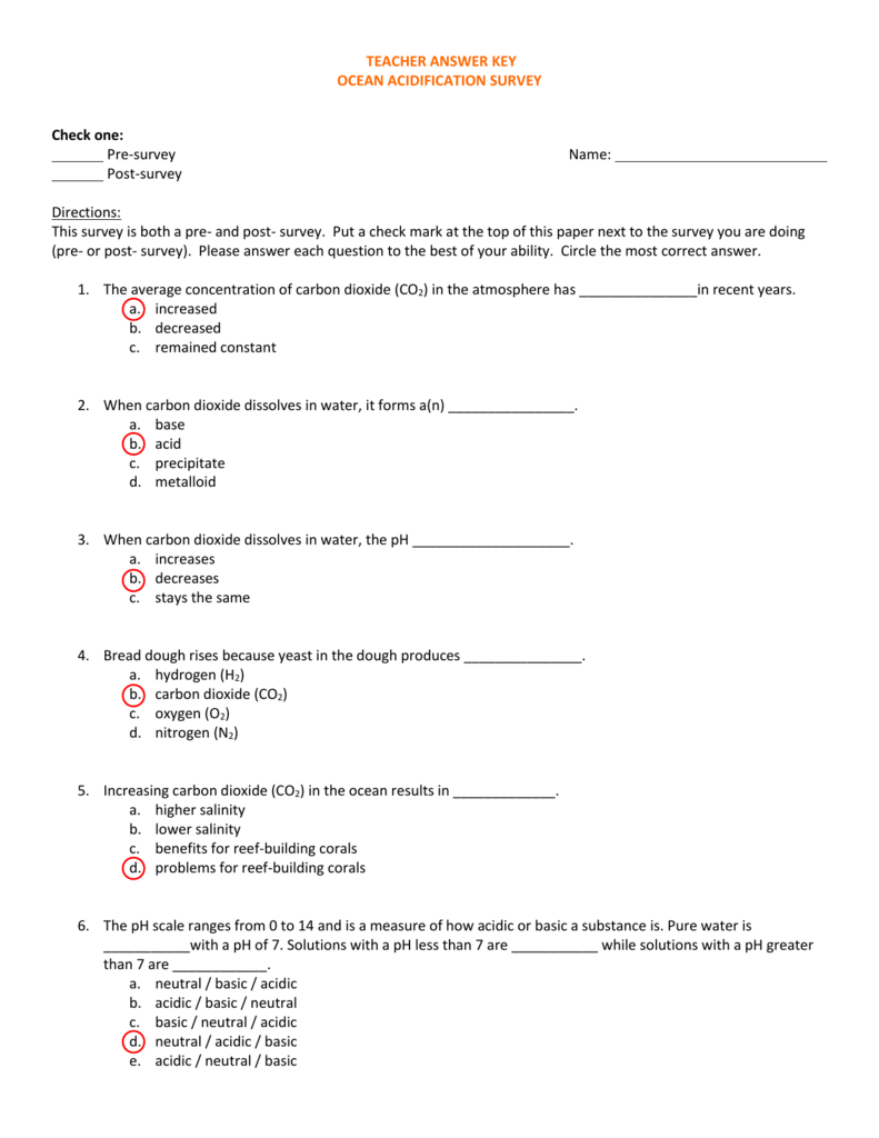 Ocean Acidification_Teacher Answer Keys