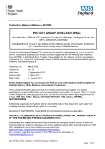 MenB vaccine (Bexsero®): patient group direction (PGD)